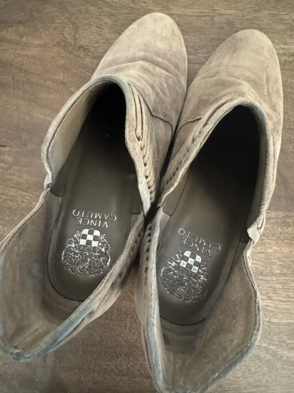 Vince Camuto Gray Suede Boho Ankle Booties Boots 9.5